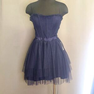 City Studio Blue Corset Party Mini Dress Ballerina Tul Skirt Size 11-12